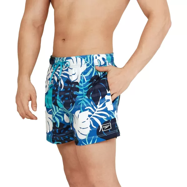 Speedo Mens Swim Trunk Short Length Redondo PrintedPalm Palace Blue