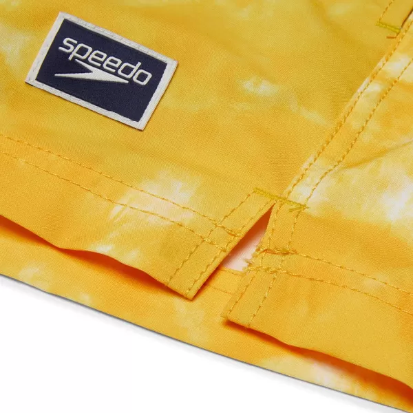 Speedo Mens Swim Trunk Short Length Redondo PrintedTie Dye Lemon Chrome