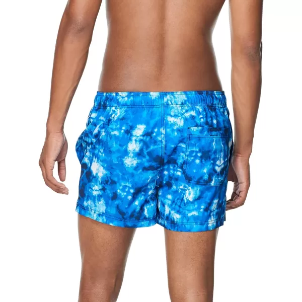 Speedo Mens Swim Trunk Short Length Redondo PrintedTie Dye Peacoat