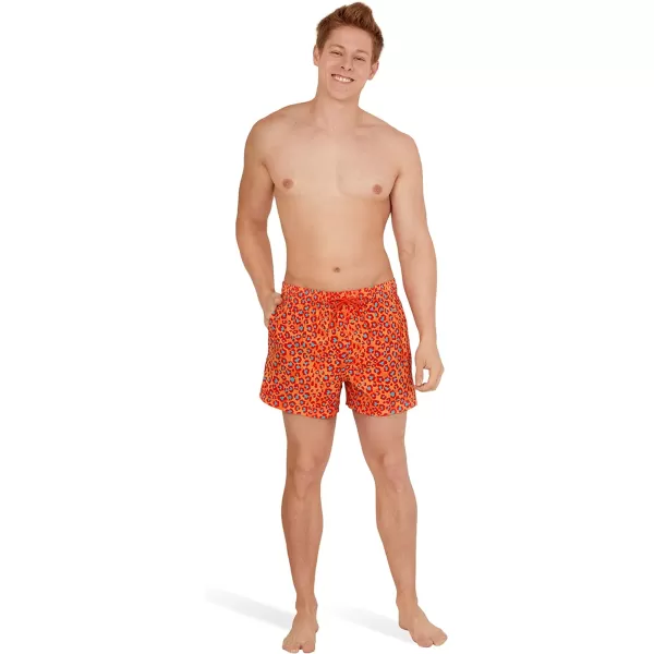 Speedo Mens Swim Trunk Short Length Redondo StripedLeopard Spicy Orange