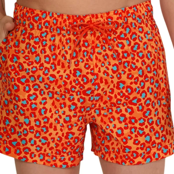 Speedo Mens Swim Trunk Short Length Redondo StripedLeopard Spicy Orange