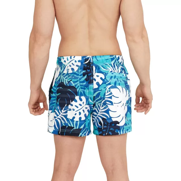 Speedo Mens Swim Trunk Short Length Redondo StripedPalm Palace Blue