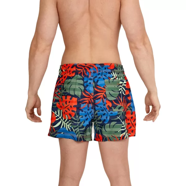 Speedo Mens Swim Trunk Short Length Redondo StripedPalm Peacoat