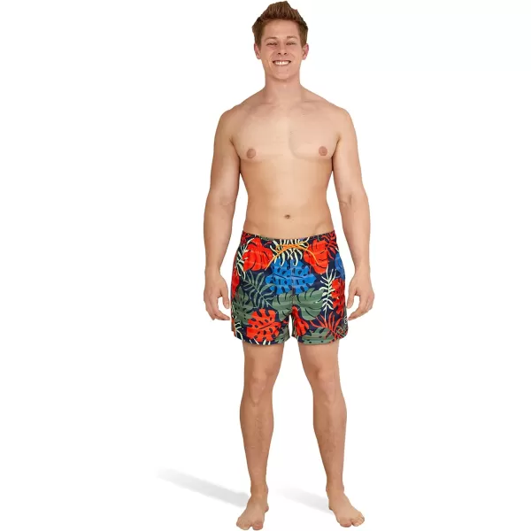 Speedo Mens Swim Trunk Short Length Redondo StripedPalm Peacoat