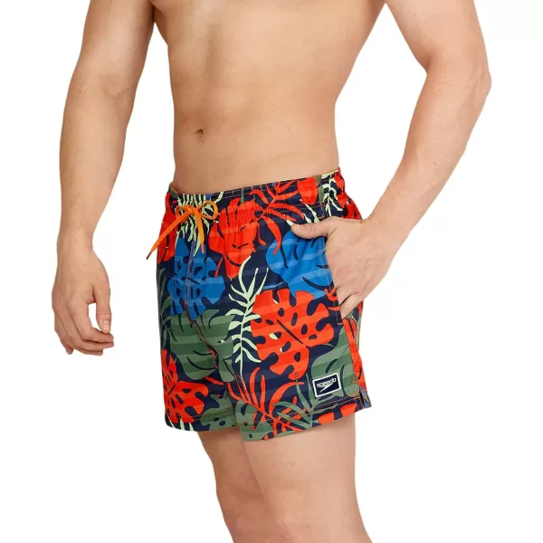 Speedo Mens Swim Trunk Short Length Redondo StripedPalm Peacoat