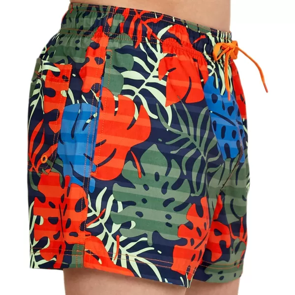 Speedo Mens Swim Trunk Short Length Redondo StripedPalm Peacoat