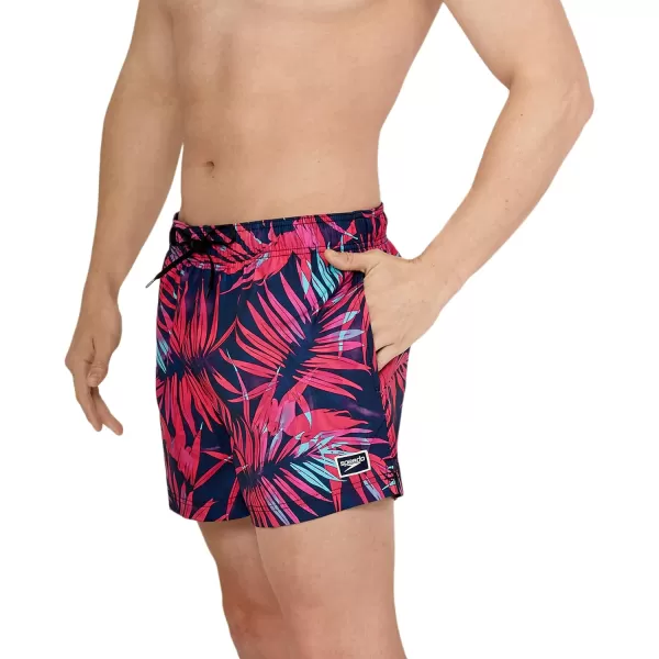 Speedo Mens Swim Trunk Short Length Redondo StripedPalm Sugar Plum