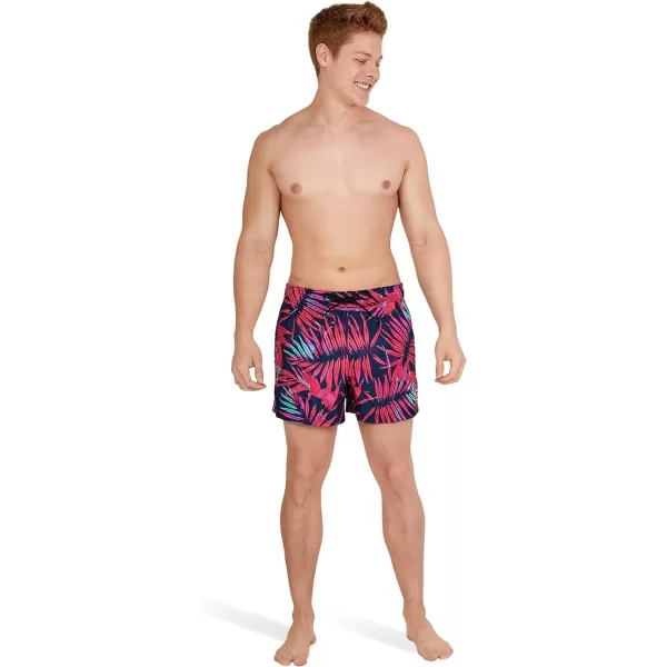 Speedo Mens Swim Trunk Short Length Redondo StripedPalm Sugar Plum