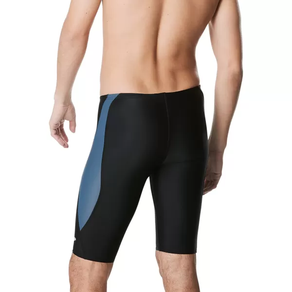 Speedo Mens Swimsuit Jammer Powerflex Eco Revolve Splice Team ColorsBlackGrey