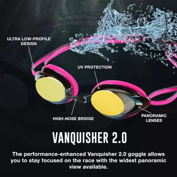 Speedo Womens Swim Goggles Mirrored Vanquisher 20  Manufacturer DiscontinuedRuby