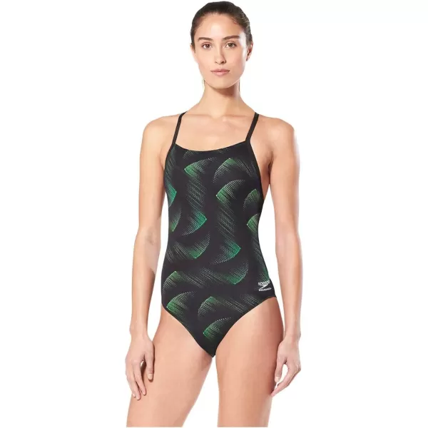Speedo Womens Swimsuit One Piece Endurance Flyback Printed Adult Team ColorsBeta Speedo Green