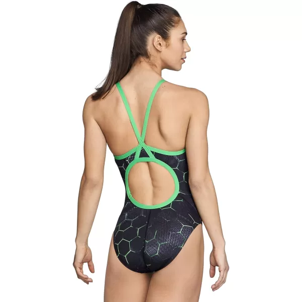 Speedo Womens Swimsuit One Piece Endurance Flyback Printed Adult Team ColorsEmerging Speedo Green