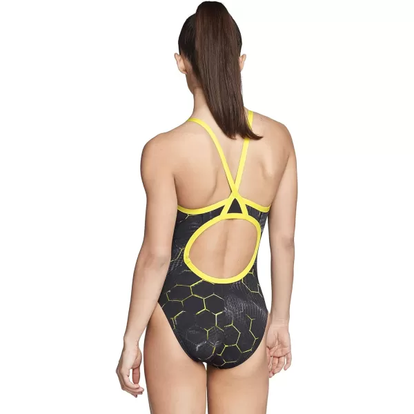 Speedo Womens Swimsuit One Piece Endurance Flyback Printed Adult Team ColorsEmerging Speedo Yellow