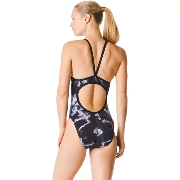 Speedo Womens Swimsuit One Piece Endurance Flyback Printed Adult Team ColorsEnergy BlackWhite