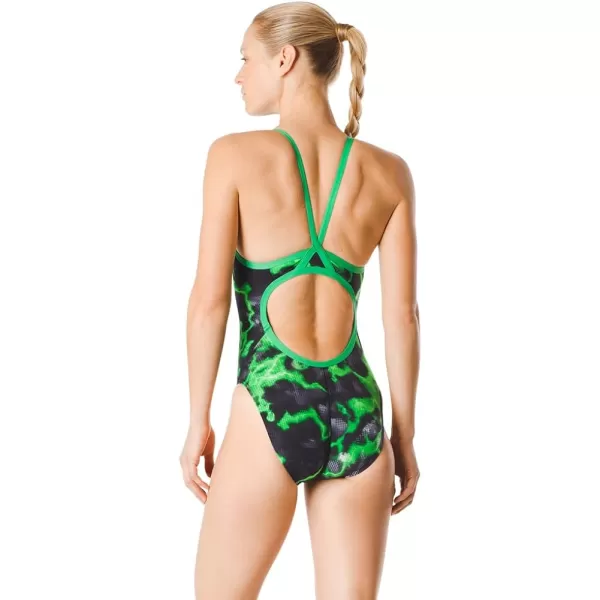 Speedo Womens Swimsuit One Piece Endurance Flyback Printed Adult Team ColorsEnergy Speedo Green