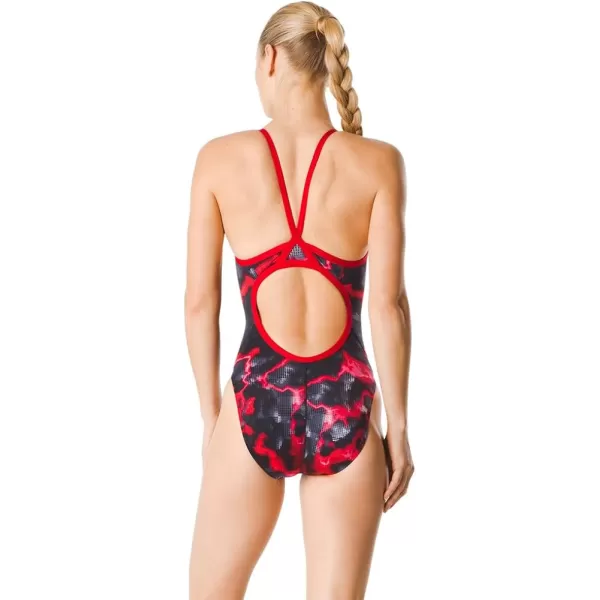 Speedo Womens Swimsuit One Piece Endurance Flyback Printed Adult Team ColorsEnergy Speedo Red