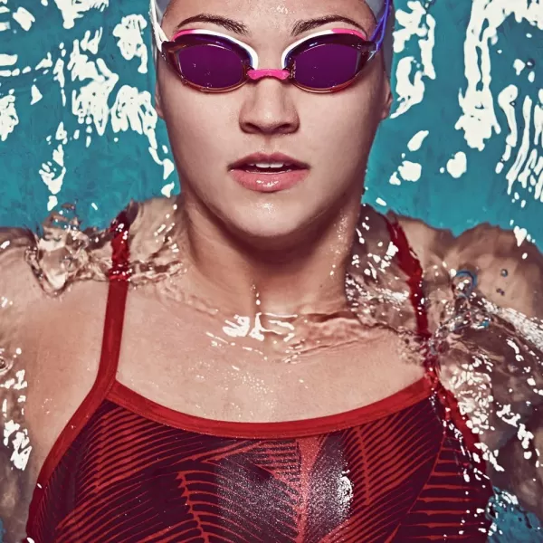 Speedo Womens Swimsuit One Piece Endurance Flyback Printed Adult Team ColorsFierce Speedo Red