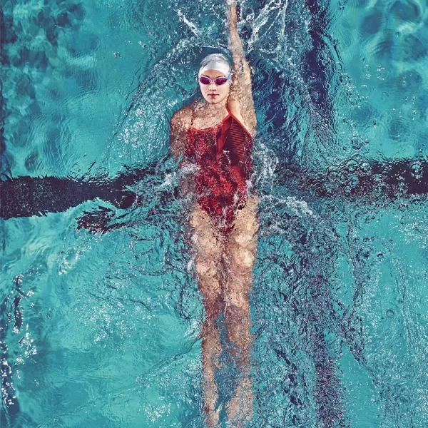 Speedo Womens Swimsuit One Piece Endurance Flyback Printed Adult Team ColorsFierce Speedo Red
