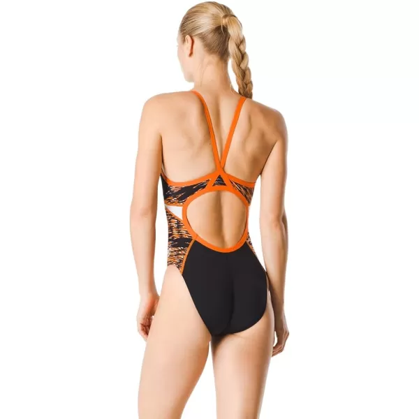 Speedo Womens Swimsuit One Piece Endurance Flyback Printed Adult Team ColorsFlowforce Speedo Orange