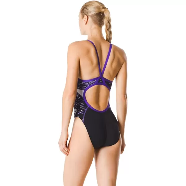 Speedo Womens Swimsuit One Piece Endurance Flyback Printed Adult Team ColorsFlowforce Speedo Purple
