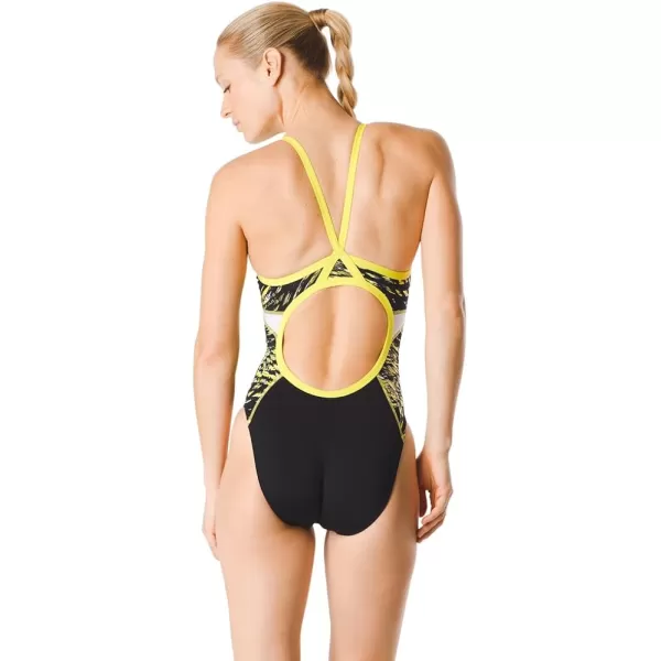 Speedo Womens Swimsuit One Piece Endurance Flyback Printed Adult Team ColorsFlowforce Speedo Yellow