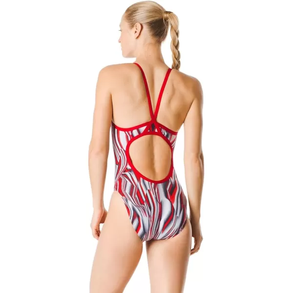 Speedo Womens Swimsuit One Piece Endurance Flyback Printed Adult Team ColorsLiquid Speedo Red