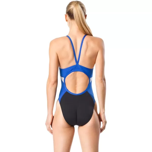 Speedo Womens Swimsuit One Piece Endurance Flyback Printed Adult Team ColorsSpark BlackBlue