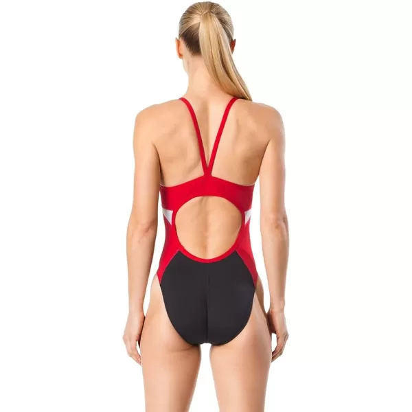 Speedo Womens Swimsuit One Piece Endurance Flyback Printed Adult Team ColorsSpark BlackRed