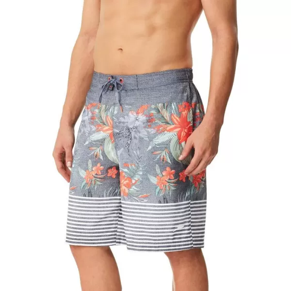 Speedo Mens Swim Trunk Knee Length Boardshort EBoard FloralDiscontinuedDeep Steel