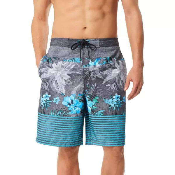 Speedo Mens Swim Trunk Knee Length Boardshort EBoard FloralDiscontinuedSpeedo Black