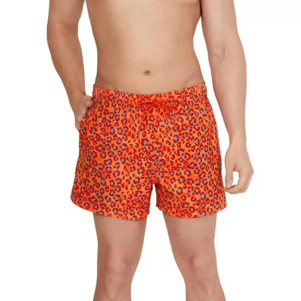 Speedo Mens Swim Trunk Short Length Redondo StripedLeopard Spicy Orange