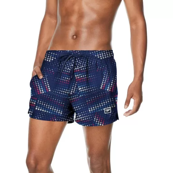 Speedo Mens Swim Trunk Short Length Redondo StripedStarry Speedo Navy