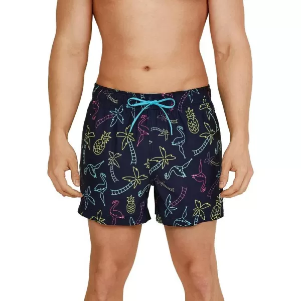 Speedo Mens Swim Trunk Short Length Redondo StripedVaca Green Gecko