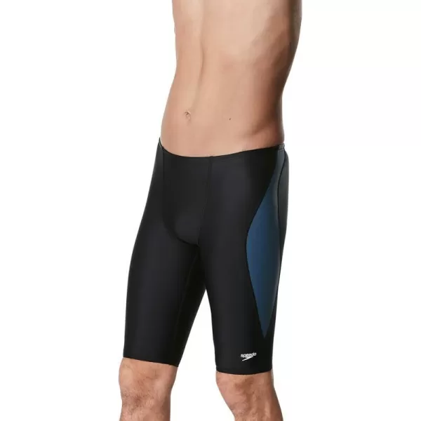 Speedo Mens Swimsuit Jammer Powerflex Eco Revolve Splice Team ColorsBlackGrey