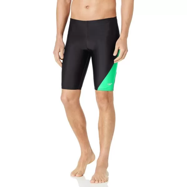 Speedo Mens Swimsuit Jammer Powerflex Eco Revolve Splice Team ColorsSpeedo Green