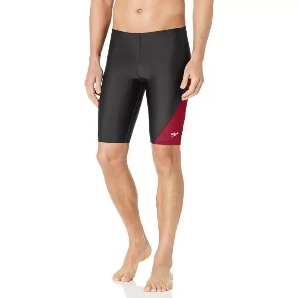 Speedo Mens Swimsuit Jammer Powerflex Eco Revolve Splice Team ColorsSpeedo Maroon