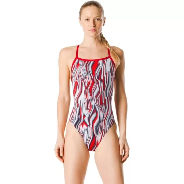 Speedo Womens Swimsuit One Piece Endurance Flyback Printed Adult Team ColorsLiquid Speedo Red