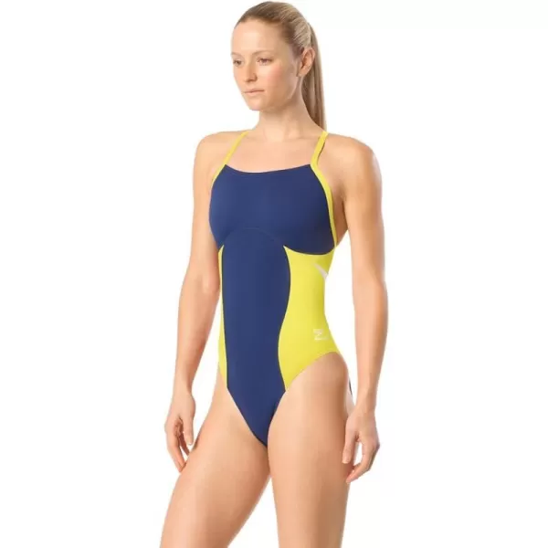 Speedo Womens Swimsuit One Piece Endurance Flyback Printed Adult Team ColorsSpark NavyGold