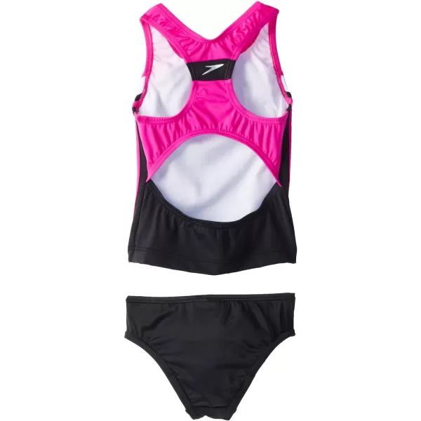Speedo Girls Swimsuit Two Piece Tankini Infinity Splice Thick StrapDiscontinuedBlack