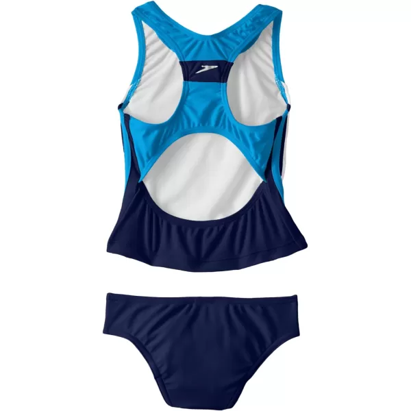 Speedo Girls Swimsuit Two Piece Tankini Infinity Splice Thick StrapDiscontinuedDeep Water