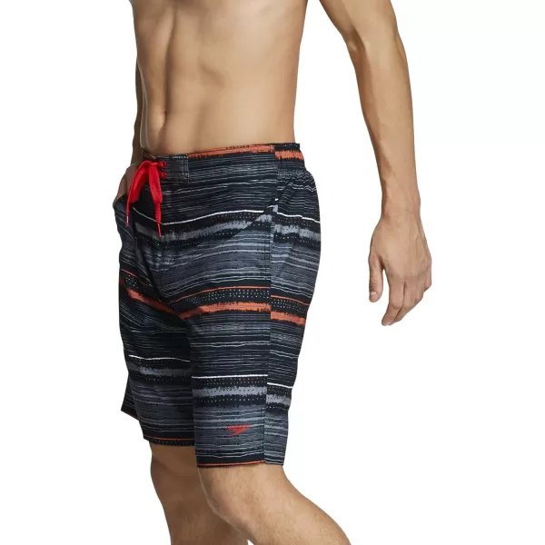 Speedo Mens Swim Trunk Knee Length Boardshort Bondi StripedBlackGrey Stripe