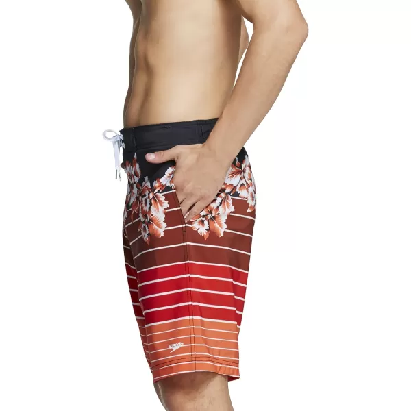 Speedo Mens Swim Trunk Knee Length Boardshort Bondi StripedSpeedo Black Stripe