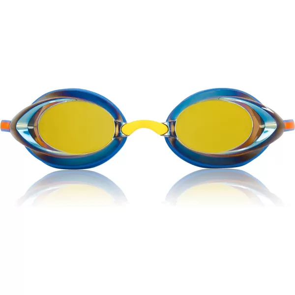 Speedo UnisexAdult Swim Goggles Mirrored Vanquisher 20Bright CobaltAmberGold