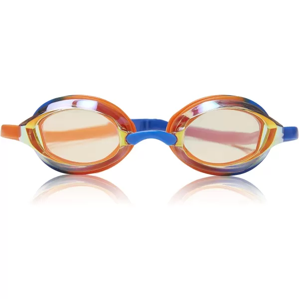 Speedo UnisexAdult Swim Goggles Vanquisher Extended ViewMirrored Blue OrangeAmberGold