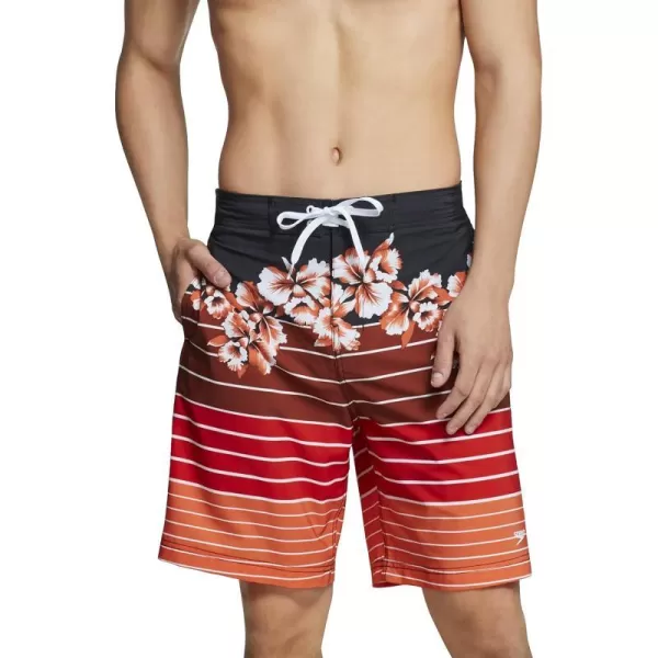 Speedo Mens Swim Trunk Knee Length Boardshort Bondi StripedSpeedo Black Stripe