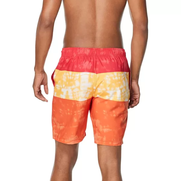 Mens Swim Trunk Knee Length Boardshort Bondi PrintedTie Dye High Risk Red