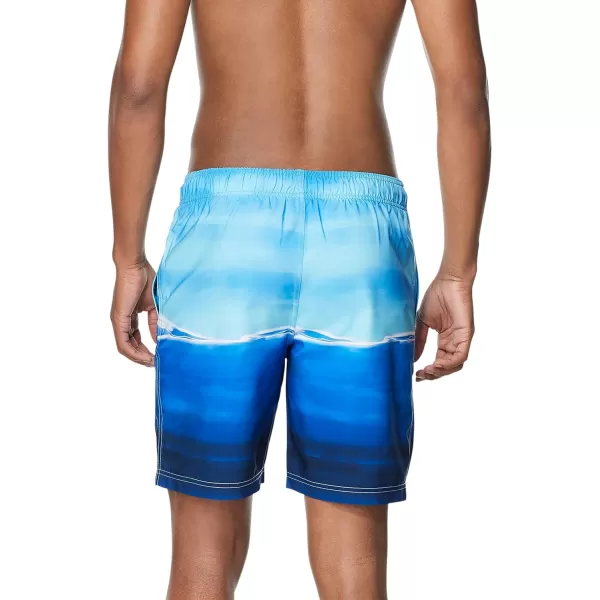 Mens Swim Trunk Knee Length Boardshort Bondi PrintedWave Turkish Sea