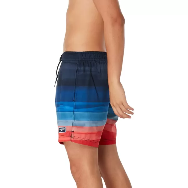 Speedo Mens Swim Trunk Mid Length Redondo PrintedHorizon View Peacoat