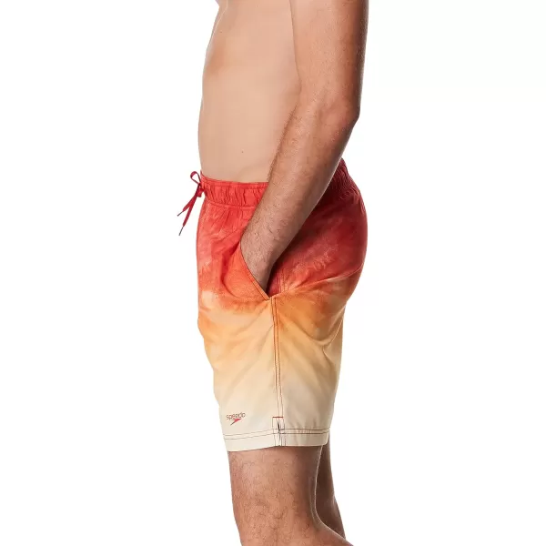 Speedo Mens Swim Trunk Mid Length Redondo PrintedOmbre Molten Lava