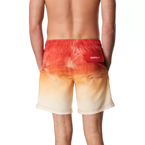 Speedo Mens Swim Trunk Mid Length Redondo PrintedOmbre Molten Lava